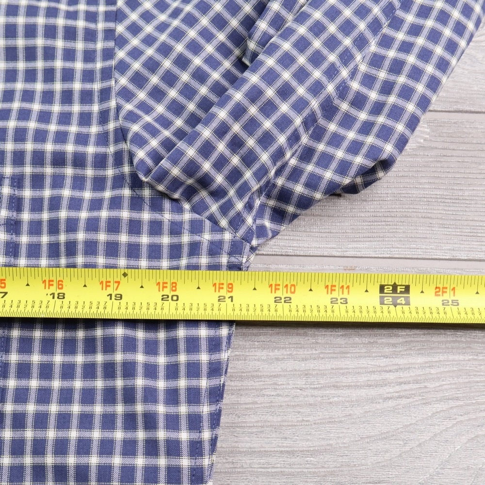 Wool & Prince Slim Merino Wool Gingham Shirt Men's M Blue White - Picture 9 of 11